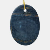 Blue Jeans Denim Pocket Keramisch Ornament (Achterkant)
