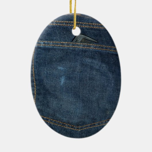 Blue Jeans Denim Pocket Keramisch Ornament (Achterkant)