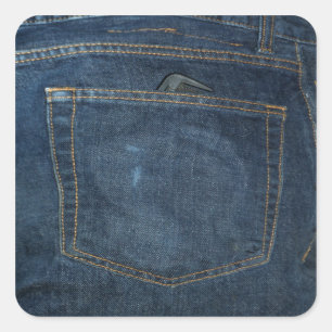 Blue Jeans Denim Pocket Vierkante Sticker