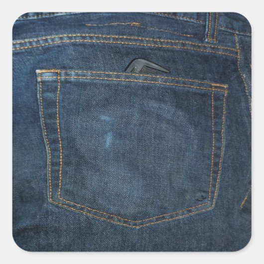 Blue Jeans Denim Pocket Vierkante Sticker (Voorkant)