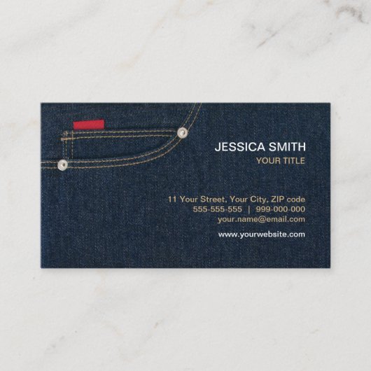 Blue Jeans Denim Pocket visitekaartje (Voorkant)