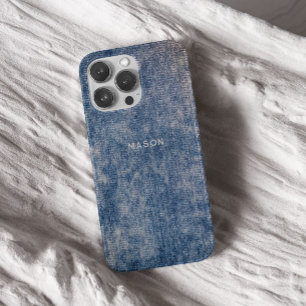 Blue Jeans Denim Wash Acid Effected Telefoonhoes iPhone 16 Pro Hoesje