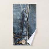 Blue Jeans Denim Zipper Faux Bad Handdoek (Handdoek)