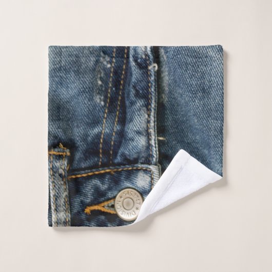 Blue Jeans Denim Zipper Faux Bad Handdoek (Wasdoekje)
