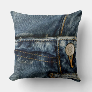 Blue Jeans Denim Zipper Faux Kussen