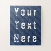 Blue Jeans Fabric Puzzel met aangepaste tekst (Verticaal)