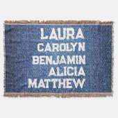 Blue jeans Grandchildren's names simple modern Deken (Voorkant)
