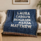 Blue jeans Grandchildren's names simple modern Deken