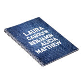 Blue jeans Grandchildren's names simple modern Notitieboek (Rechterzijde)