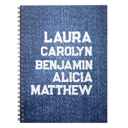 Blue jeans Grandchildren's names simple modern Notitieboek (Voorkant)