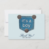 Blue Jeans Het is een Boy Baby shower Bedankkaart (Voorkant)
