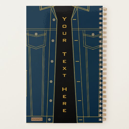 Blue Jeans Jacket Funny Planner met aangepaste tek (Achterkant)