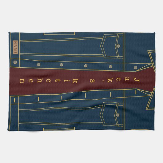 Blue Jeans Jacket Kitchen Towel - Jouw tekst / naa Theedoek (Horizontaal)