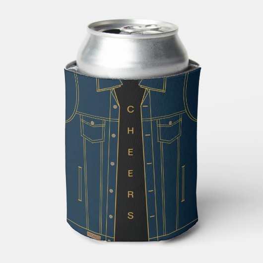 Blue Jeans Jas Grappige Koelbox Tekst - Cheers Blikjeskoeler (Blikje Voorkant)