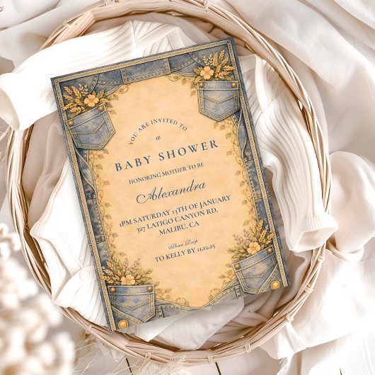 Blue Jeans Little Cowboy Baby Shower Kaart