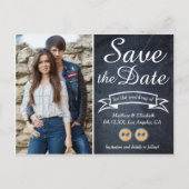 Blue Jeans Paar | Denim Wedding Sla de datum op Aankondigingskaart (Voorkant)