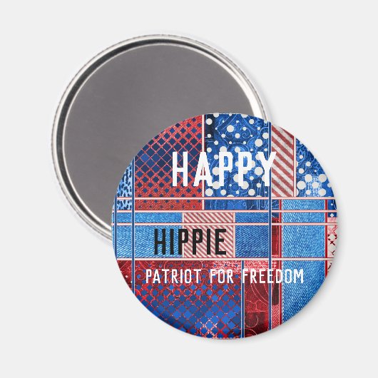 Blue Jeans Patchwork gepersonaliseerd patriot Magn Magneet (Voorkant / Achterkant)