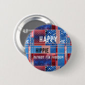 Blue Jeans Patchwork gepersonaliseerde Patriot But Ronde Button 5,7 Cm (Voorkant /achterkant)