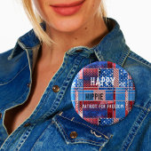 Blue Jeans Patchwork gepersonaliseerde Patriot But Ronde Button 5,7 Cm