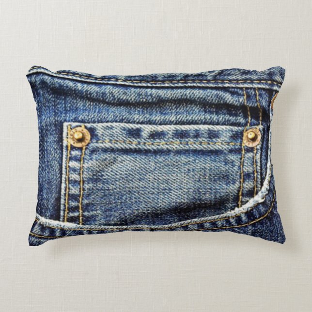 Blue Jeans Pocket Decoratief Kussen (Voorkant)