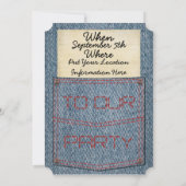 Blue Jeans Pocket Party-uitnodigingen Kaart (Achterkant)