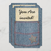 Blue Jeans Pocket Party-uitnodigingen Kaart (Voorkant / Achterkant)