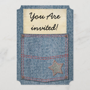 Blue Jeans Pocket Party-uitnodigingen Kaart