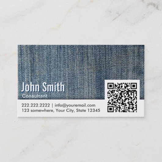 Blue Jeans QR Code Consultant Visitekaartje (Voorkant)