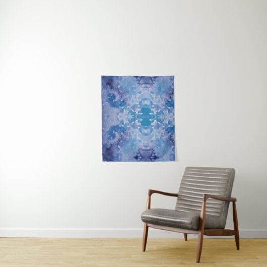 Blue Jeans Retro Tie Dye Wandkleed (In situ)