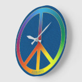 Blue Jeans Texture Rainbow Peace Name Persoonlijk Grote Klok (Hoek)