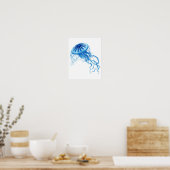 Blue Jellyfish Art Print No.3 Beach Decor (Keuken)