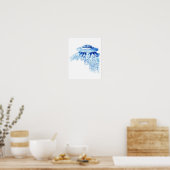 Blue Jellyfish Art Print No.5 Nautical Wall Decor (Keuken)