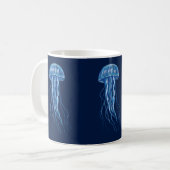 Blue Jellyfish illustratie ontwerp Koffiemok (Voorkant links)
