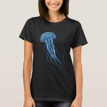 Blue Jellyfish illustratie ontwerp Zwart T-Shirt