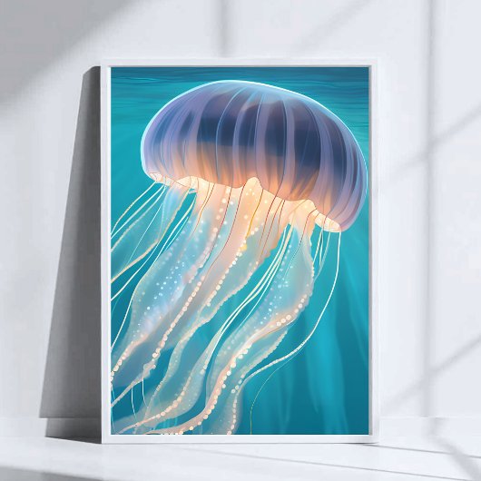 Blue Jellyfish | Ocean Animal Painting Art Poster