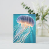 Blue Jellyfish | Ocean Animal Painting Card (Staand voorkant)