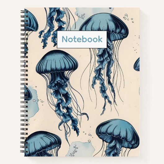  Blue Jellyfish Ocean Themd College Notitieboek (Voorkant)