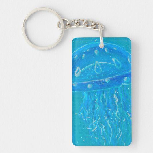Blue Jellyfish Painting Sleutelhanger (Voorkant)