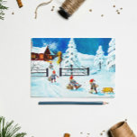 Blue Jenny Nyström Gnome  Zweeds Kerstfeest Feestdagenkaart<br><div class="desc">Een vintage kerstkaart in de wintersetting en Zweedse kabouters,  van de Zweedse schilder Jenny Nyström (publiek domein).</div>