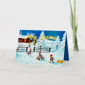 Blue Jenny Nyström Gnome Zweeds Kerstfeest Folie Feestdagenkaart (Voorkant)