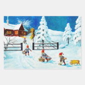 Blue Jenny Nyström Gnome  Zweeds Kerstfeest Inpakpapier Vel (Voorkant)