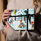 Blue Jenny Nyström Gnome  Zweeds Kerstfeest Inpakpapier Vel