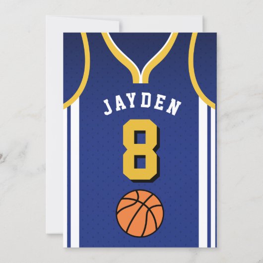 Blue Jersey Basketbal Uitnodigen Kaart (Achterkant)