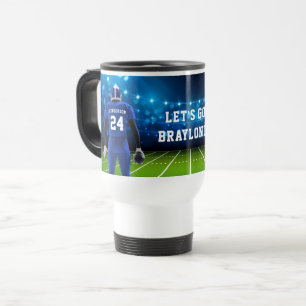 Blue Jersey Football Player Travel Mug Reisbeker