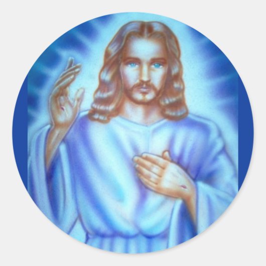 Blue Jesus afbeelding Ronde Sticker (Voorkant)
