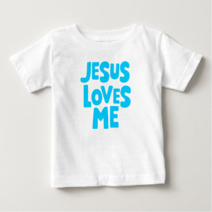 Blue "Jesus Loves Me" voor Baby T-shirt