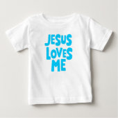 Blue "Jesus Loves Me" voor Baby T-shirt (Voorkant)