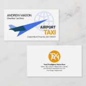 Blue Jet Plane Liftoff Global Airport Taxi Ride Visitekaartje (Voorkant / Achterkant)