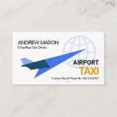 Blue Jet Plane Liftoff Global Airport Taxi Ride Visitekaartje (Voorkant)