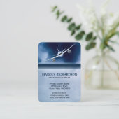 Blue Jet Plane Vliegen in de Sky Charter Pilot Visitekaartje (Staand voorkant)